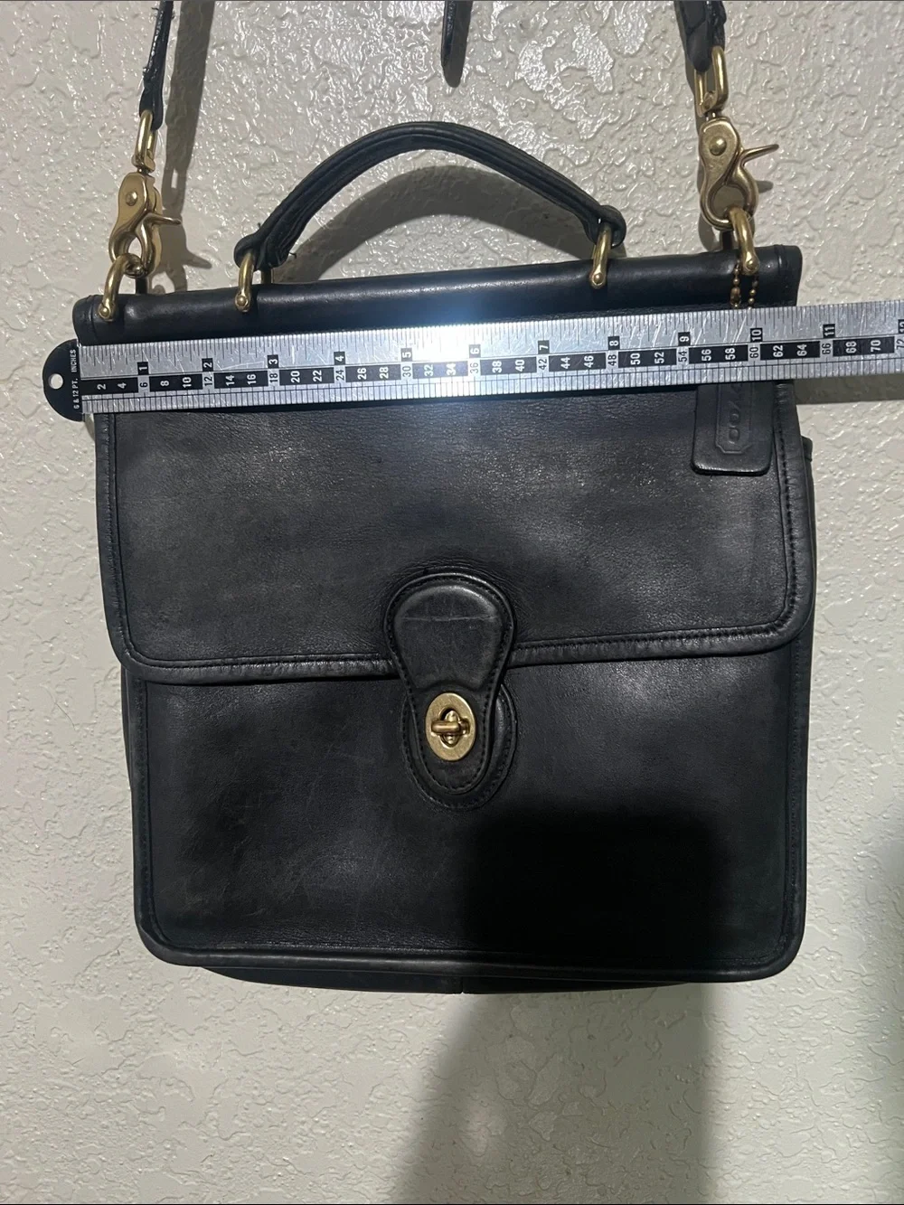 Coach Black Leather Satchel with Top Handle & Crossbody Strap F13-9927